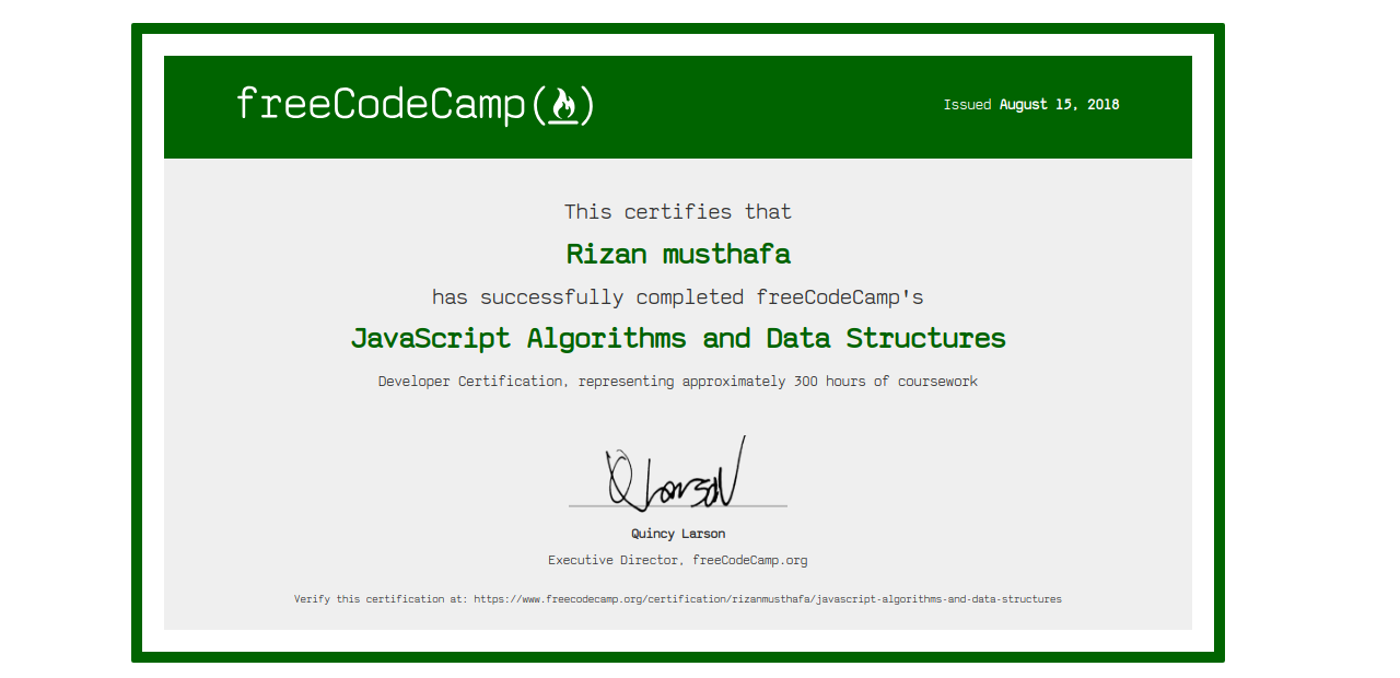 certificate for rizan
