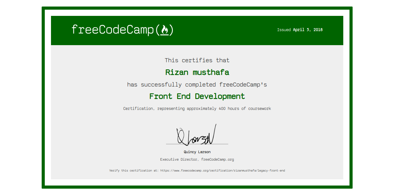 certificate for rizan